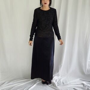 90s Blue and Olive Duochrome Velvet Skirt Set